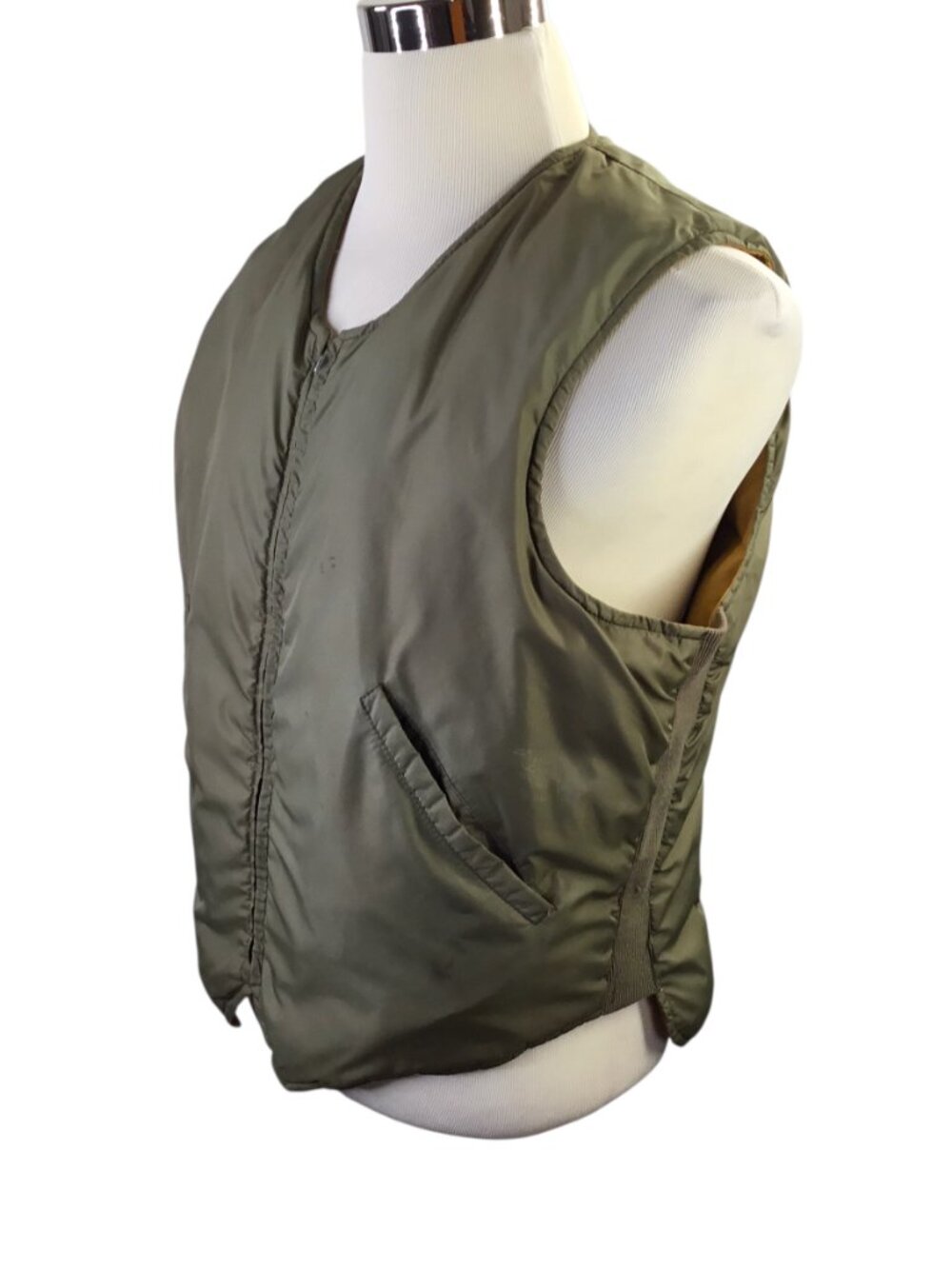 Eddie Bauer Goose Down Vest Vintage Puffer Medium ? Green Gold Talon Full Zip